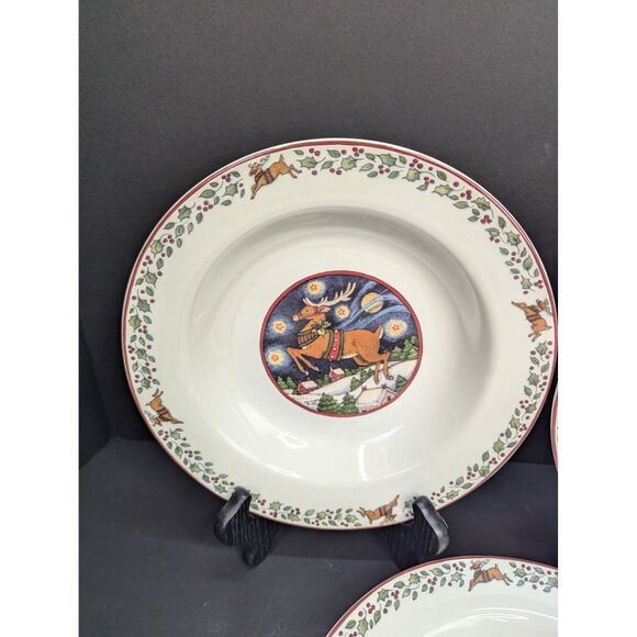 International China Stoneware Over The Housetops 9 1/4" Rimmed Bowl Lot of 3 - Picture 2 of 9